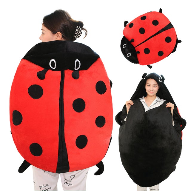 Luvvybug Oreiller Géant Coccinelle – 100 Cm – Peluche Douce – Housse Amovible – Portable – Adulte/enfant