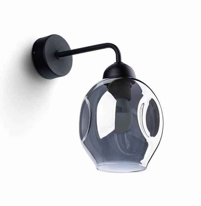 Kinkiet ścienny Fillan czarny-dymiony 1xE27x60W wym: 29 x 25 x 15 cm szkło IP20 Sollux Lighting