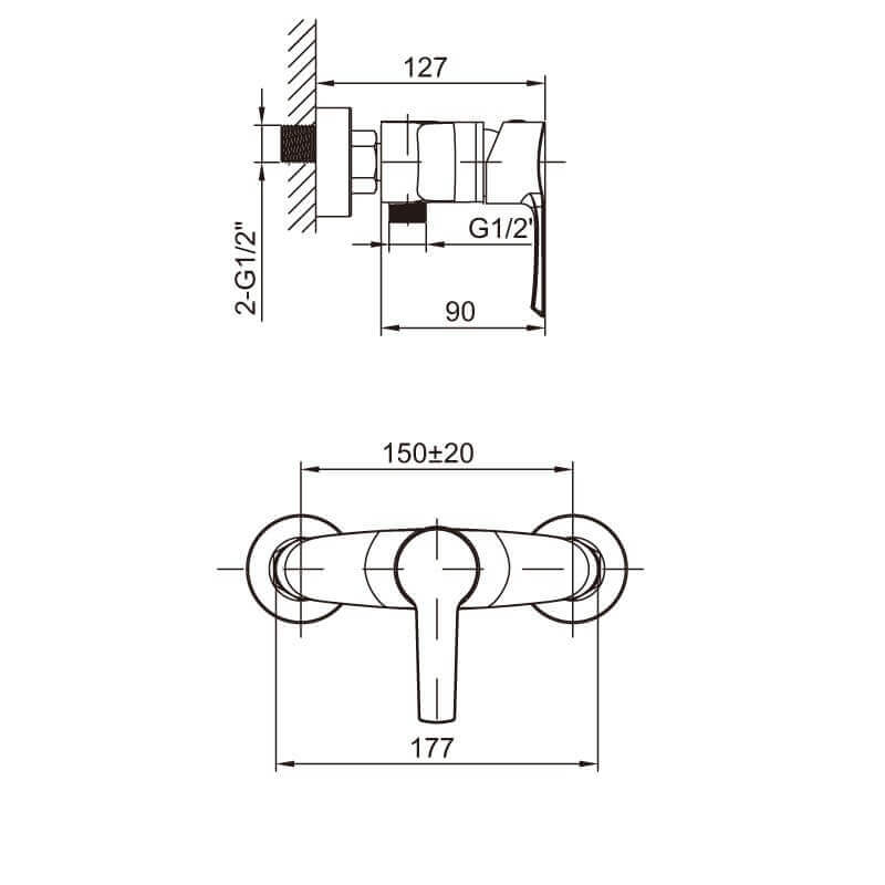 Robinet Mitigeur de Douche Mural - Chromé - Smart - 5