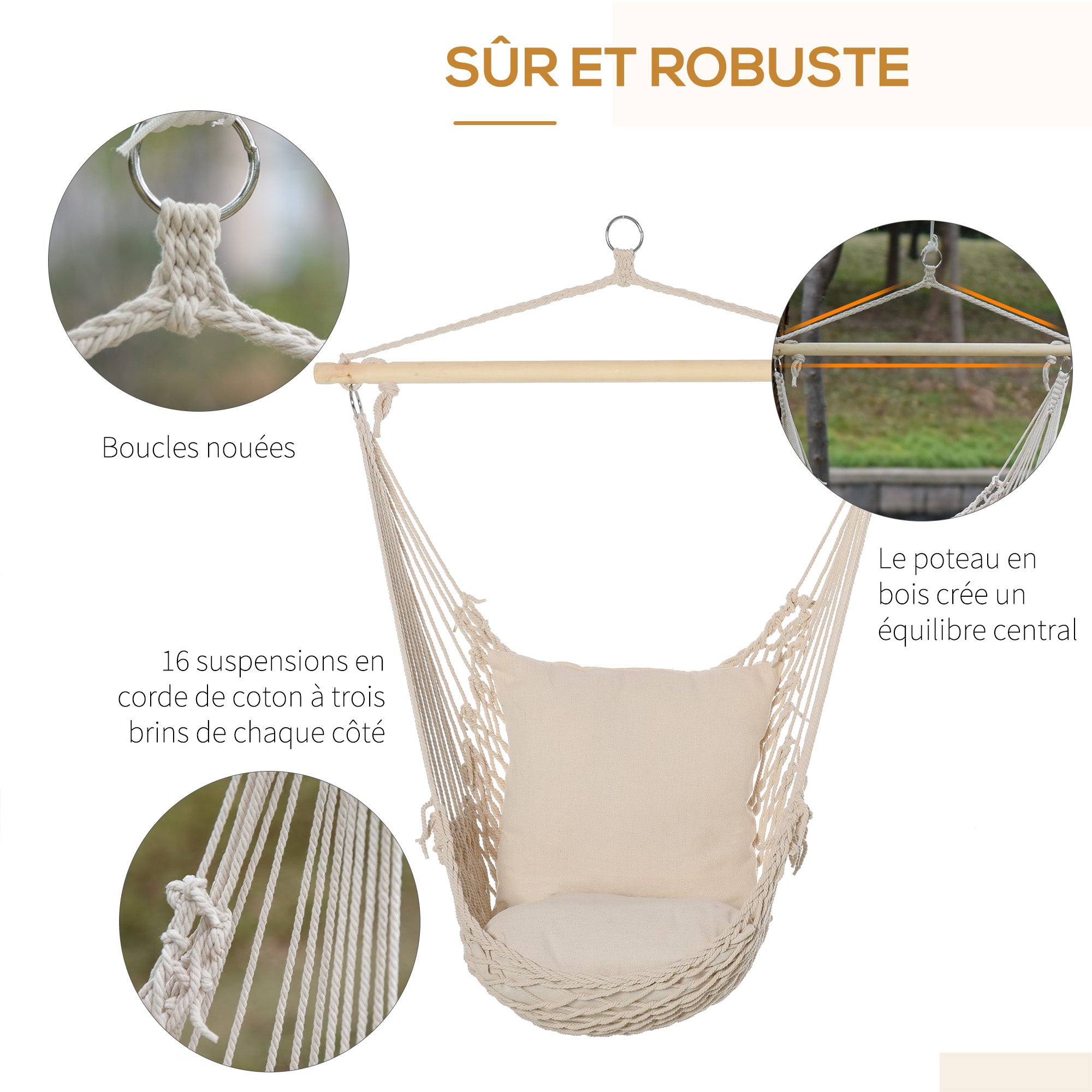 Fauteuil suspendu Polyester Outsunny - 6