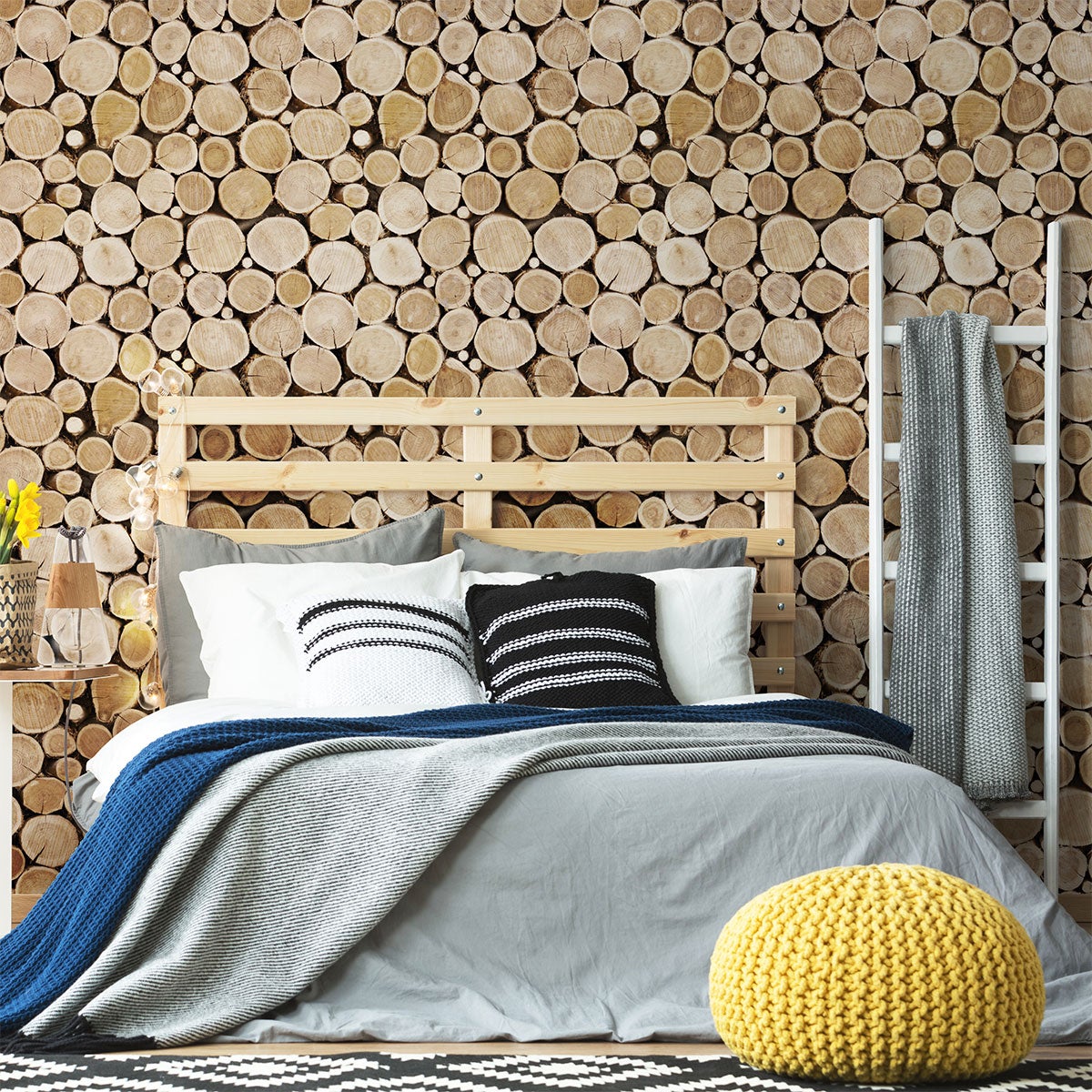 Vinilos madera registros de alaska - adhesivo de pared - revestimiento sticker mural decorativo - 50x50cm