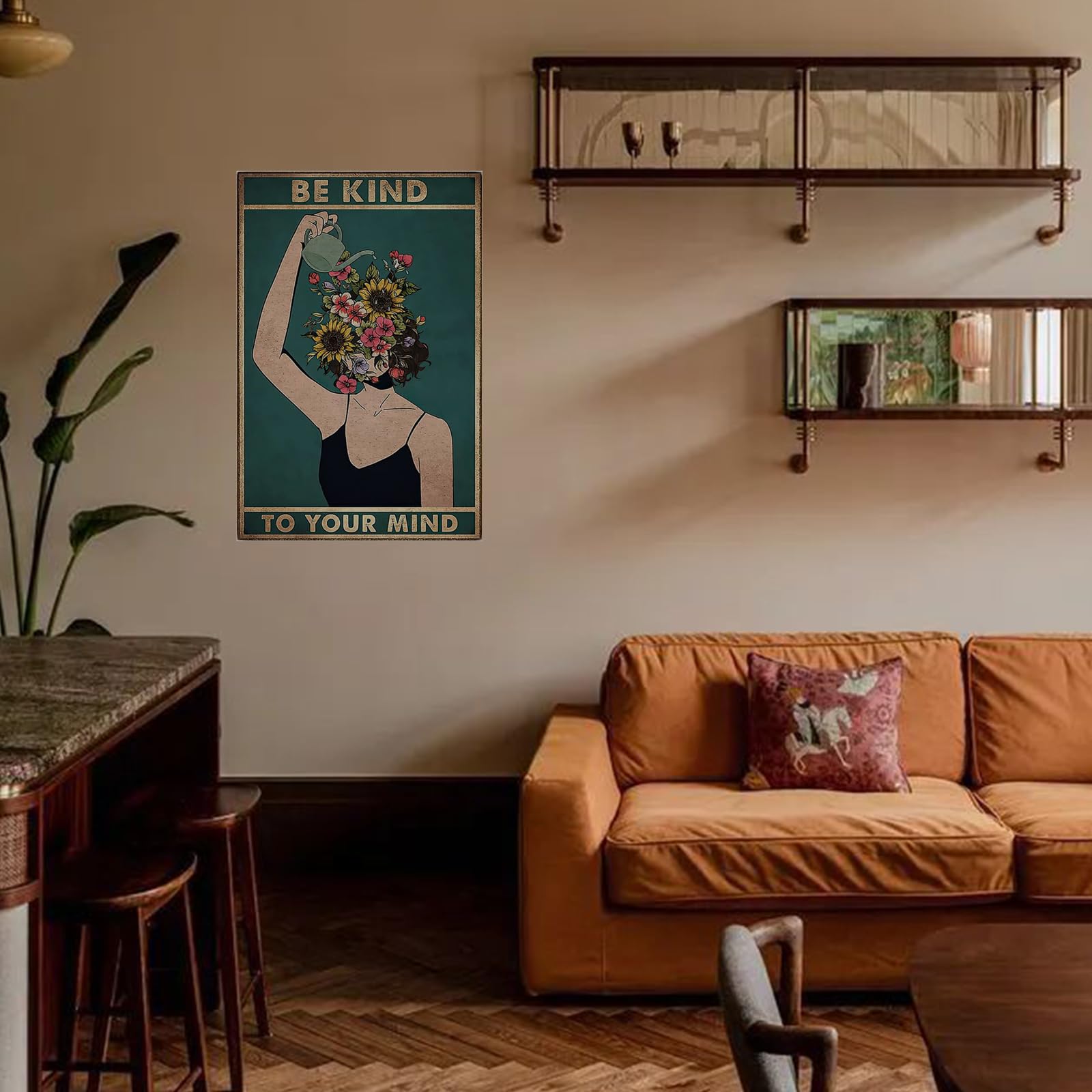 Affiche vintage 30x40cm, décoration murale avec cadre photo, art mural soyez gentil avec votre cœur, convient au salon ou au bureau - 2