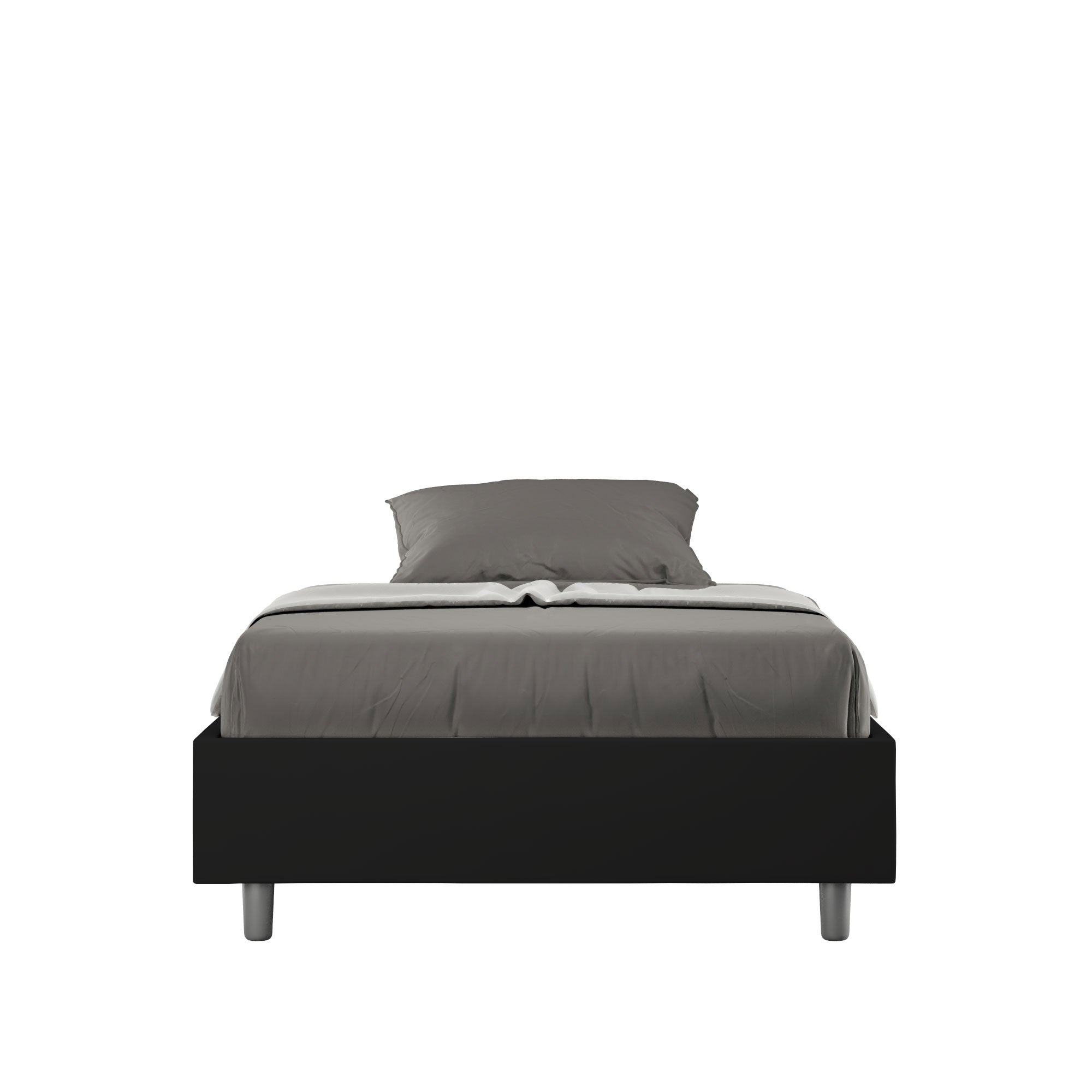 Letto una piazza e mezza senza rete imbottito 120x200 similpelle nero ...