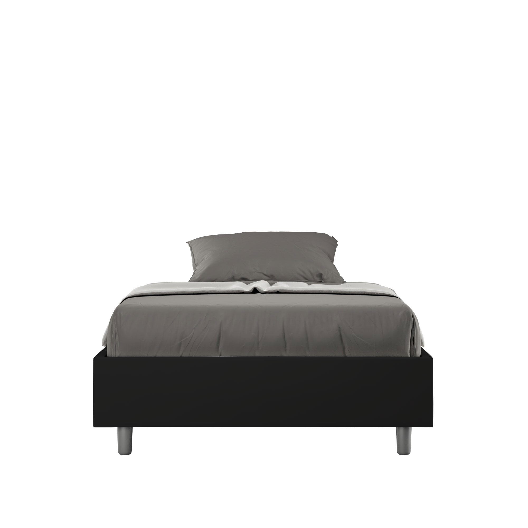 Letto una piazza e mezza senza rete imbottito 120x200 similpelle nero ...
