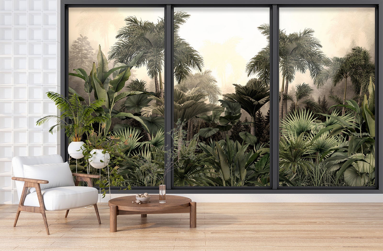 Papier peint panoramique Trompe l'oeil baie vitrée - Jungle - Largeur 260 cm x Hauteur 156 cm - 3