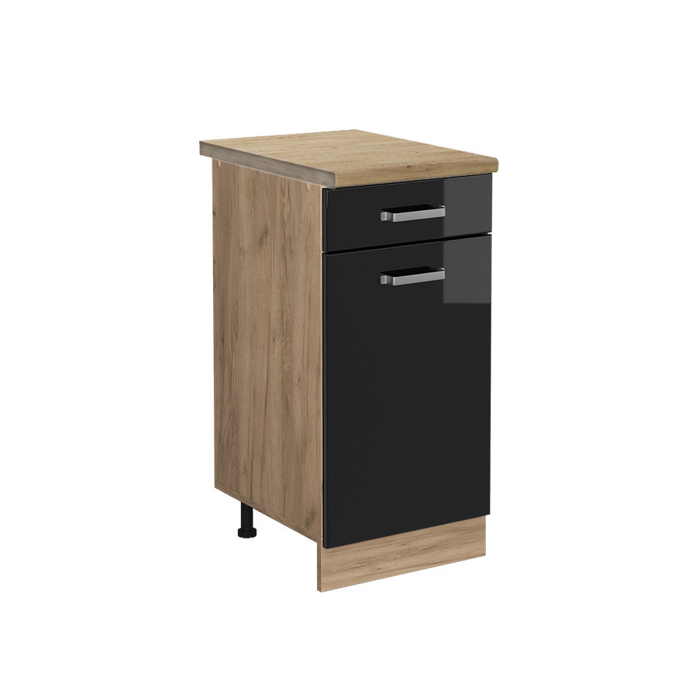 Vicco Szafka dolna do kuchni R-Line, Czarny wysoki połysk, 40 cm , BP Dąb