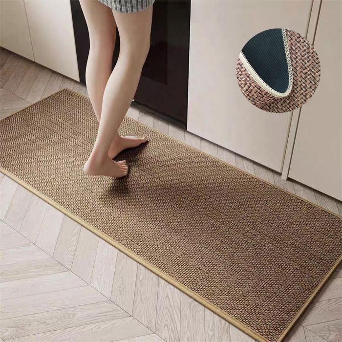 Tapis de Cuisine Devant Evier Antidérapant en Caoutchouc et Lavable, Lin, Marron , 44 x 120cm - 8