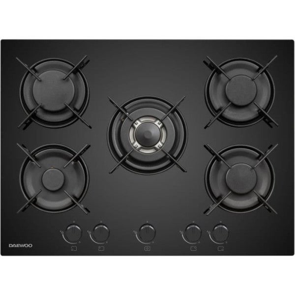 Plaque de Cuisson - Table a GAZ Plaque de cuisson a gaz - DAEWOO - 5 foyers - 70 cm - BH7GKF51BNM - Noir