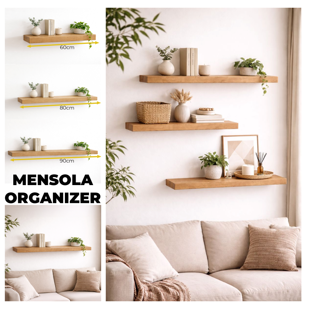 MAKA Mensola a Muro Moderna 60-80-90 cm, Scaffale da Parete Salvaspazio in Legno MDF. Design Rovere per Soggiorno, Camera, Cucina con staffa inclusa - 3
