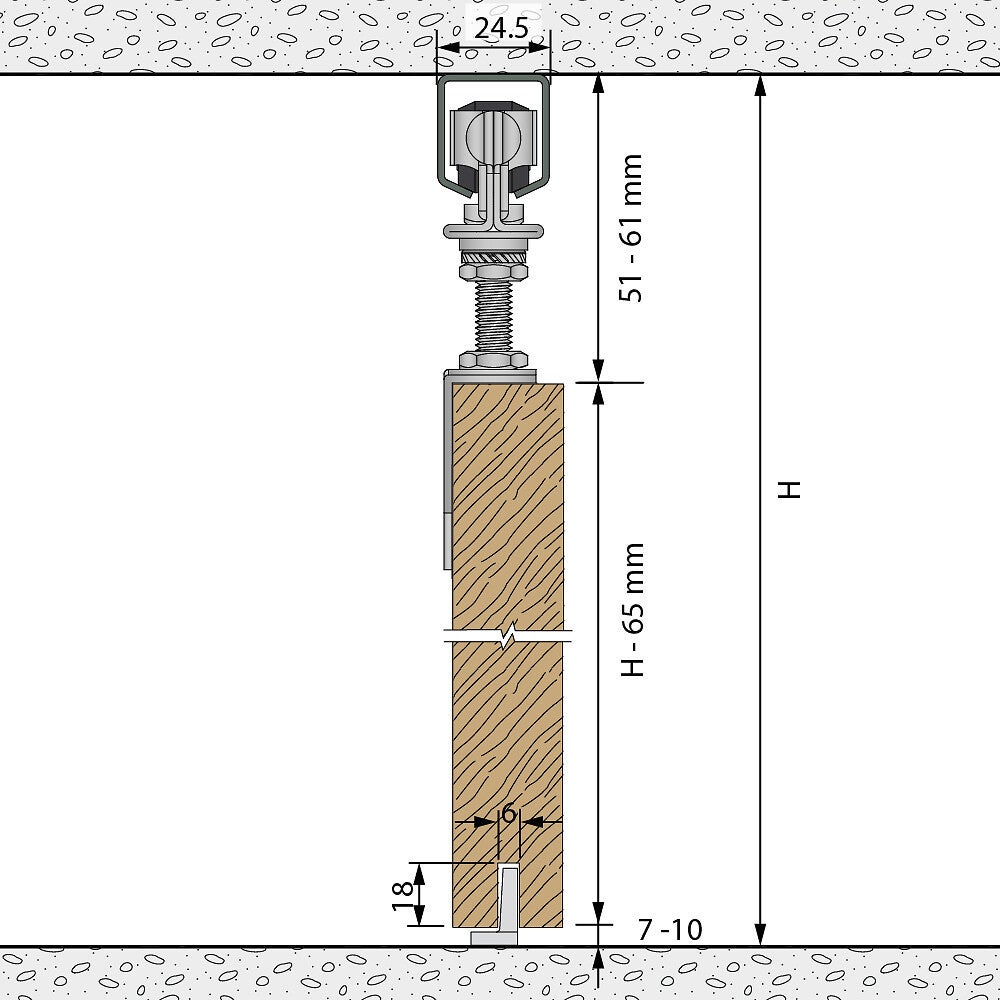 Système coulissant SLID'UP 1200 pour 1 porte extérieure - rail 1,55 m acier galvanisé - 40 kg - 6