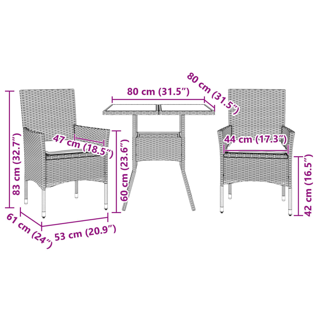 Salon bas de jardin en Rattan synthétique Gris 2 personnes - 7
