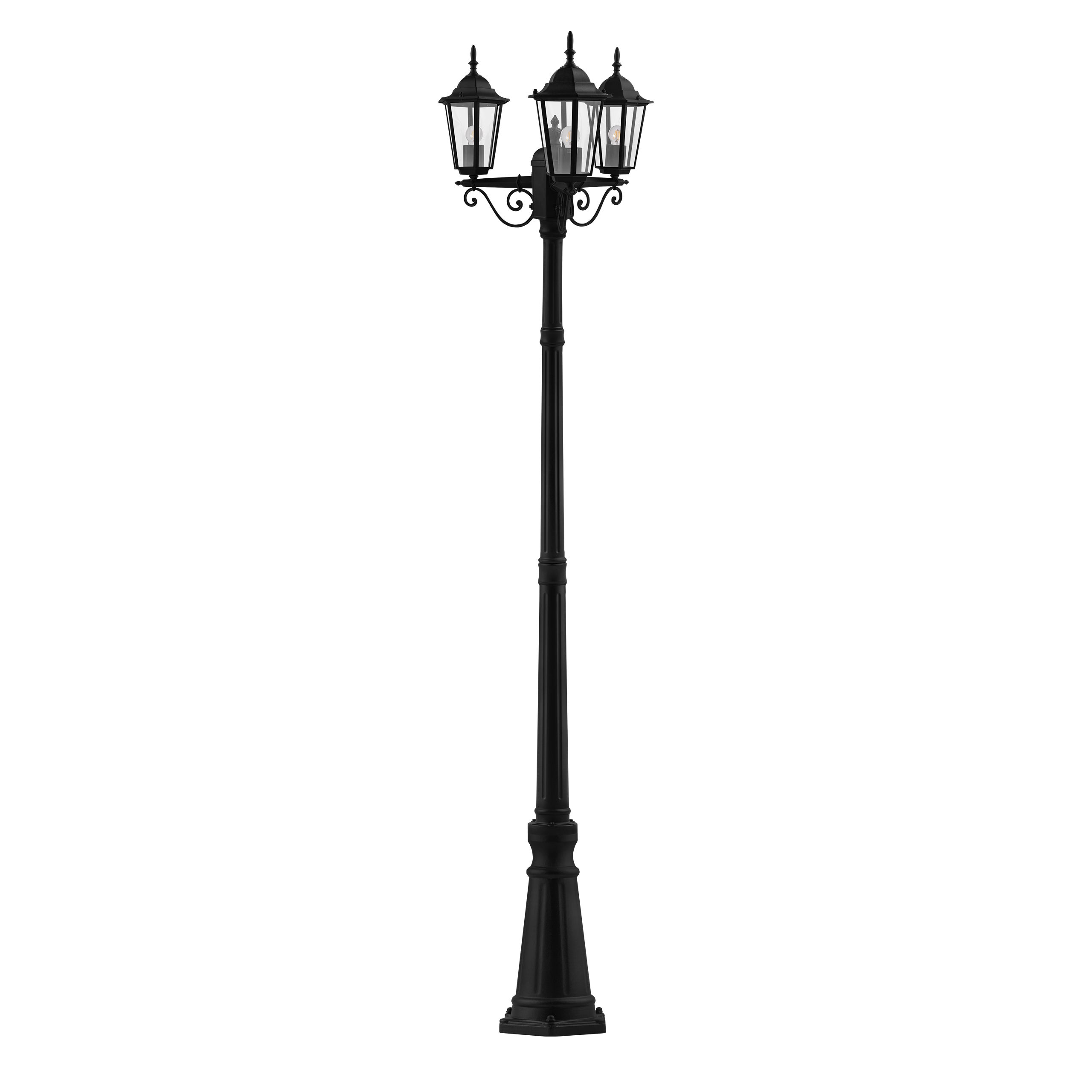 Lampa ogrodowa E27 LED Victoria 227cm potrójna IP44 latarnia zewnętrzna czarna MasterLED