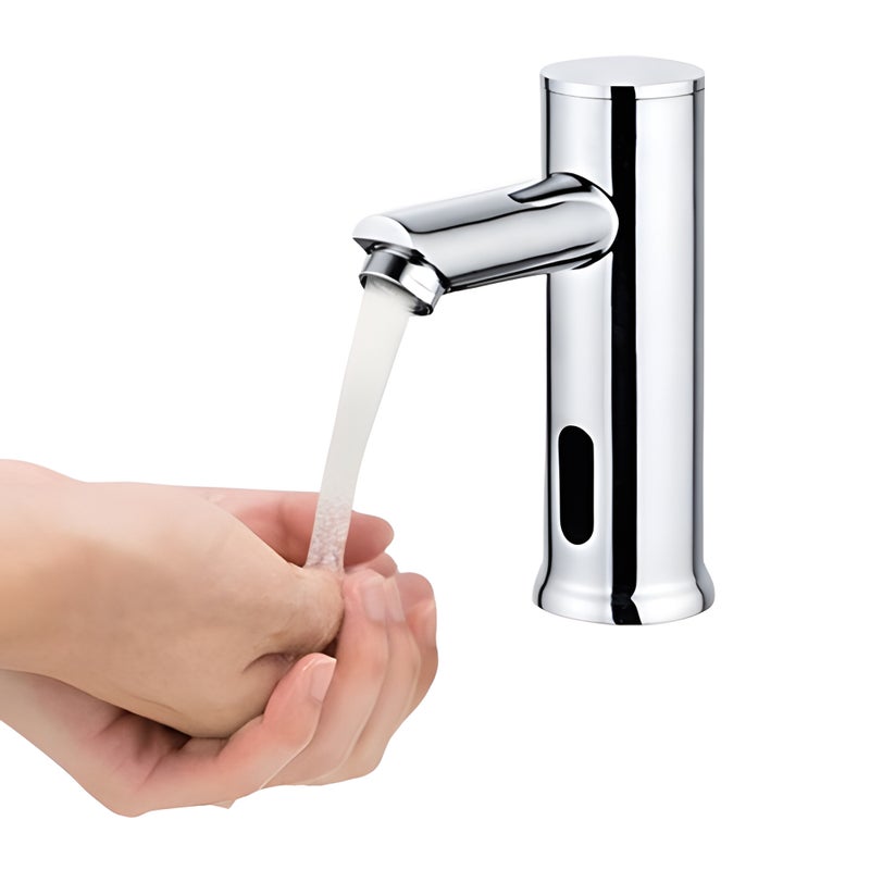 Bateria łazienkowa - chromowana bateria mieszaczowa z czujnikiem podczerwieni - zasilana bateryjnie automatyczna bateria umywalkowa z czujnikiem