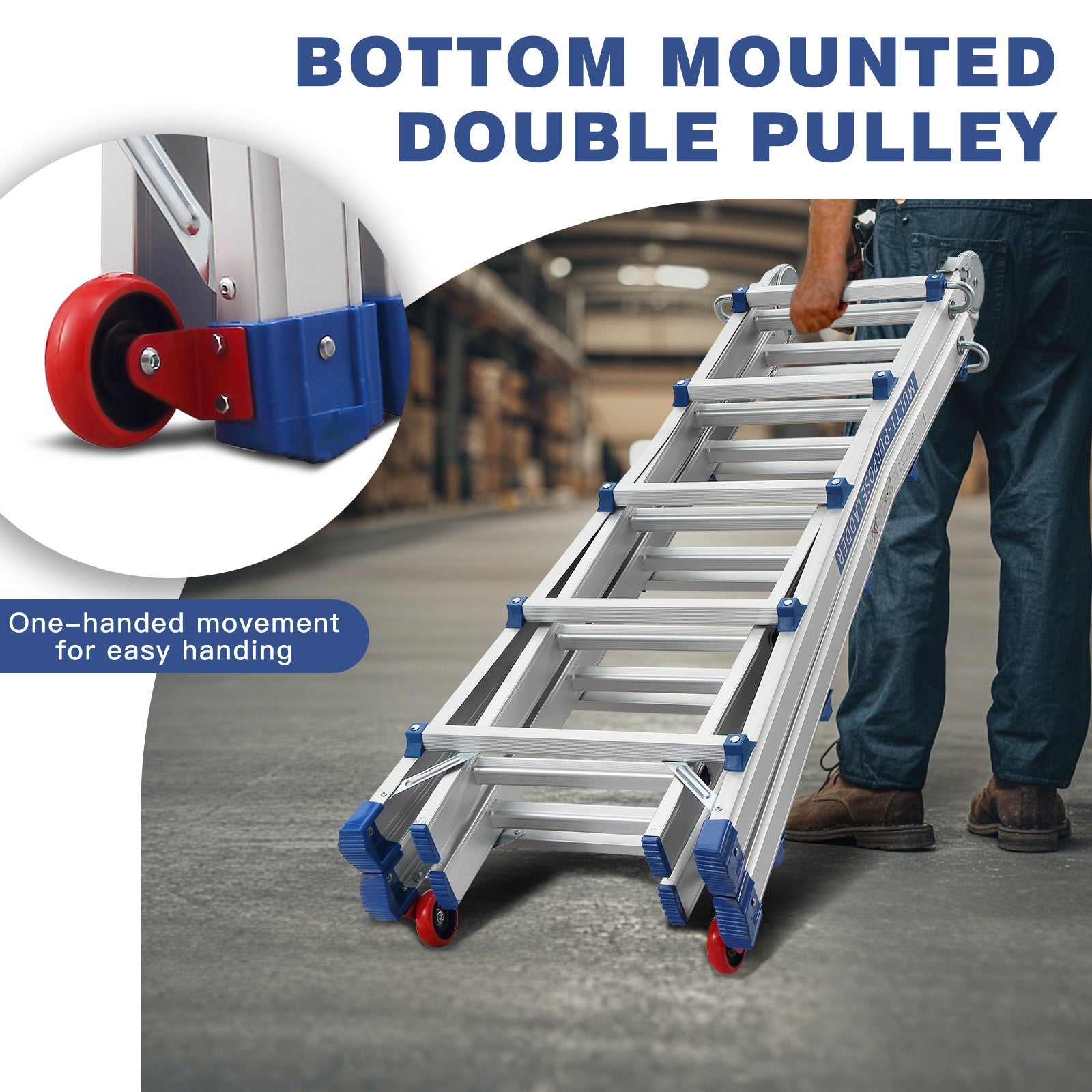 TEENO Echelle Telescopique 5,1m, Échelle Télescopique en Aluminium, Escabeau 5x5 Marches, Marchepieds Escamotables - 3