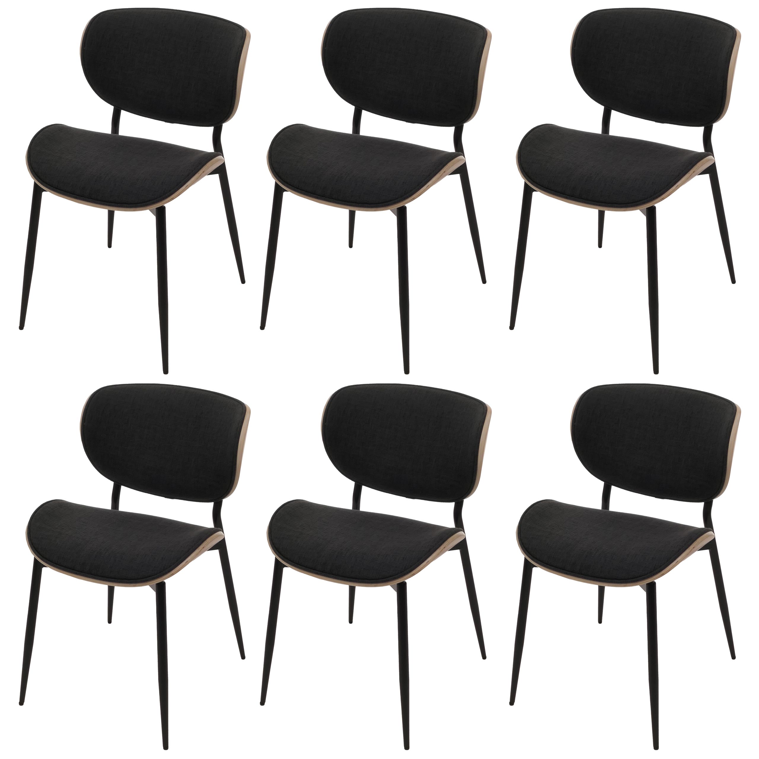 Zestaw 6 krzeseł do jadalni HWC-O45, drewno gięte, tkanina (370 g/m²) z certyfikatem Öko-Tex MVG ~ naturalne, ciemnoszare