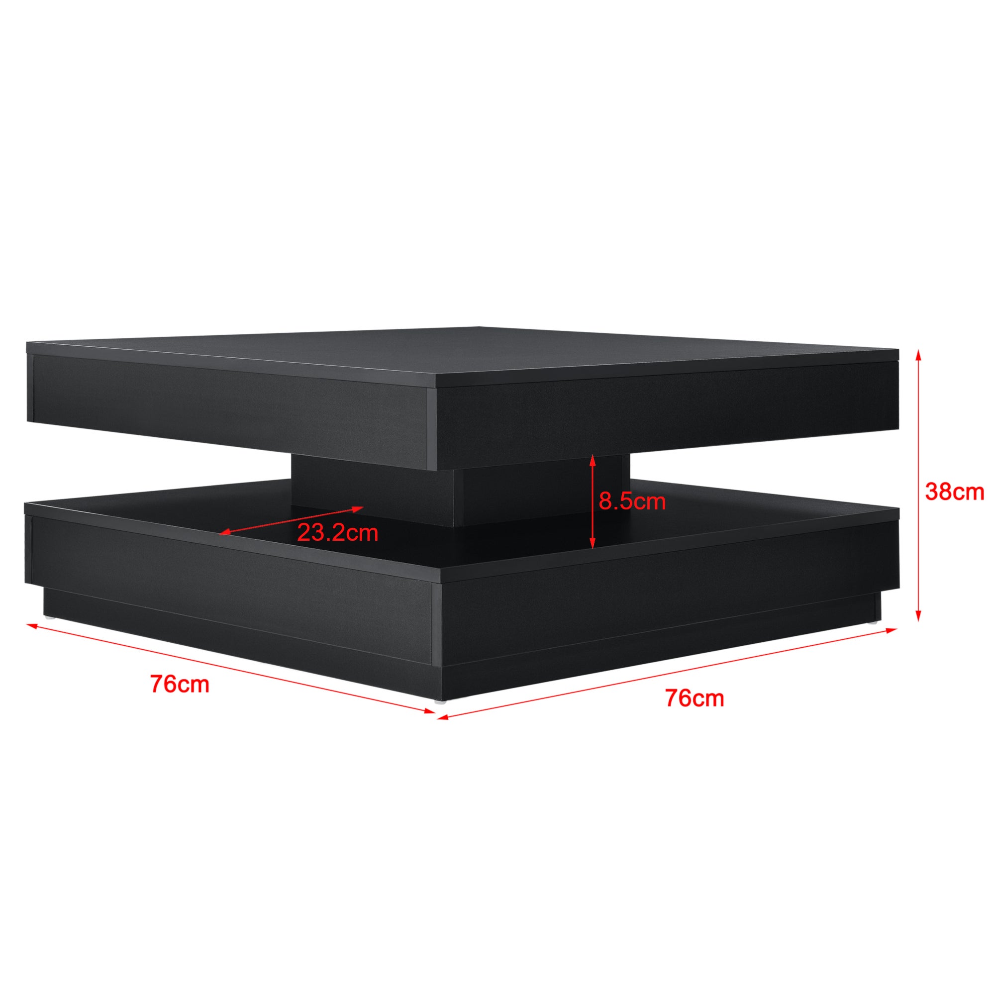 Table Basse avec Plateau Tournant Florenz Noir [en.casa] - 3