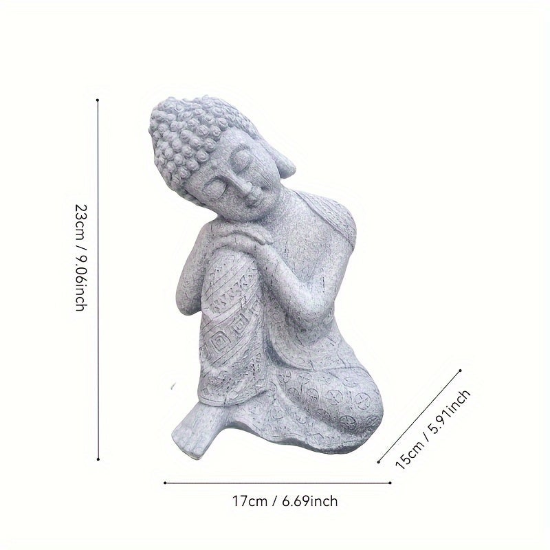Statue de Bouddha vintage en résine - Décoration extérieure à thème religieux pour jardin, pelouse, terrasse, balcon - Parfait pour Thanksgiving - 7