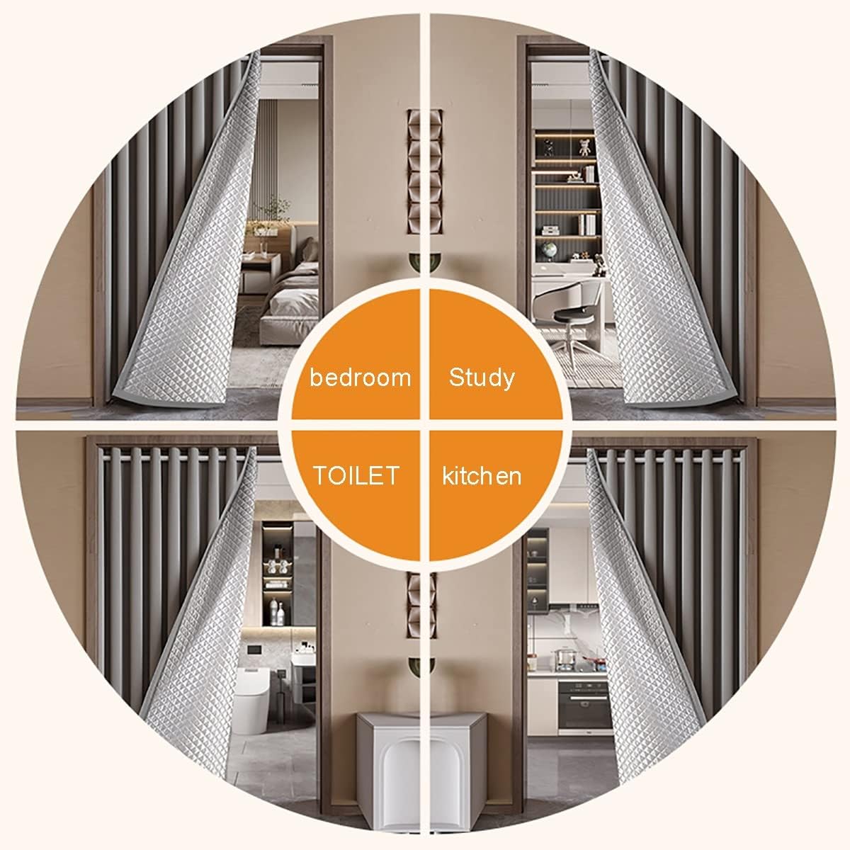 Tende fonoassorbenti, oscuramento spesso, isolamento termico, riduzione del rumore, tende per porte 150*180cm - 5