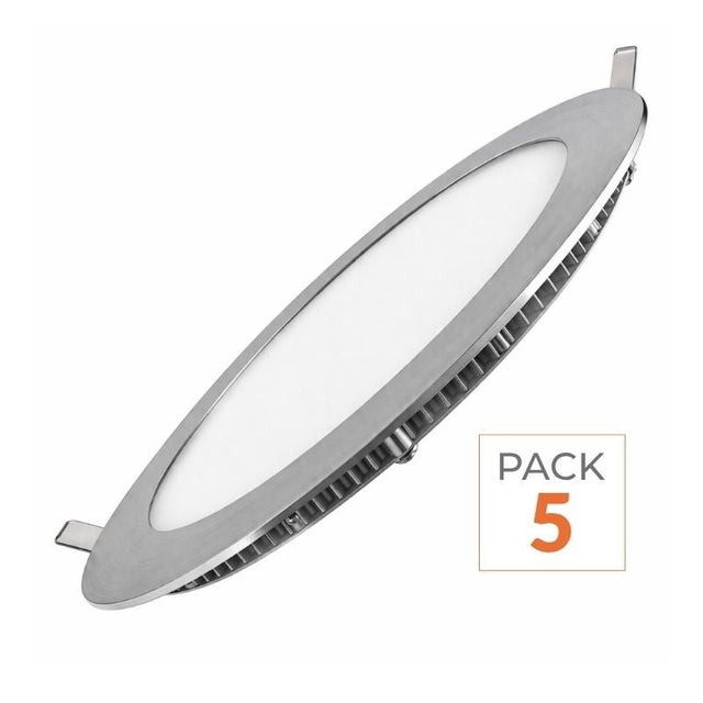 Spot LED Encastrable Rond ALU 12W - Lot de 5 - Blanc Froid 6000K - 8000K - SILAMP