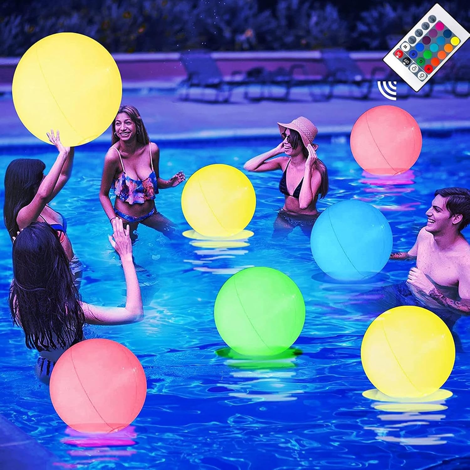 Ballon De Plage Géant LED – 16 Couleurs – Télécommande – étanche – 40 Cm – Piscine Jardin Fête