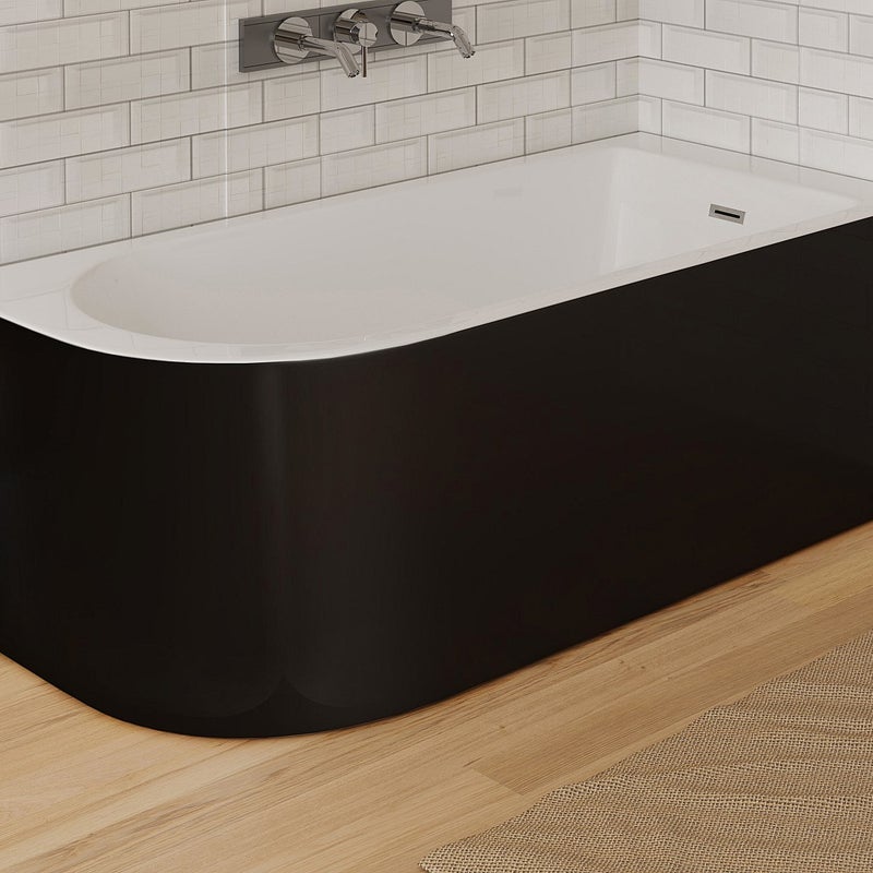 Wanna narożna - 201 l - 150 x 75 x 58 cm - Czarny z połyskiem - Prawostronna - ANIKA