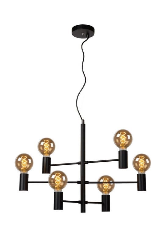 Lampa wisząca LEANNE czarna 6 x E27 x 60W wym:175x65x32cm Lucide