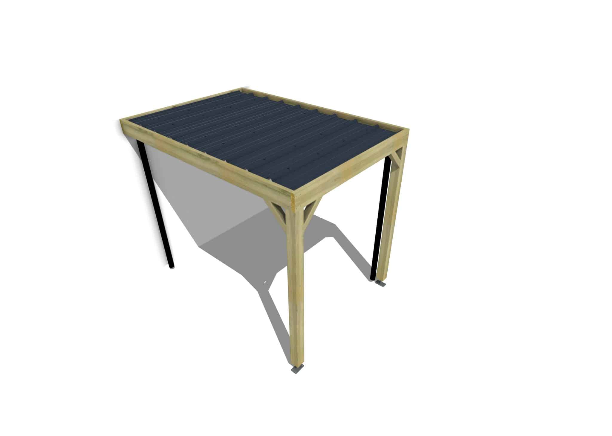 Carport bois • 2m x 3m • adossée • sens profondeur • livraison comprise - 3