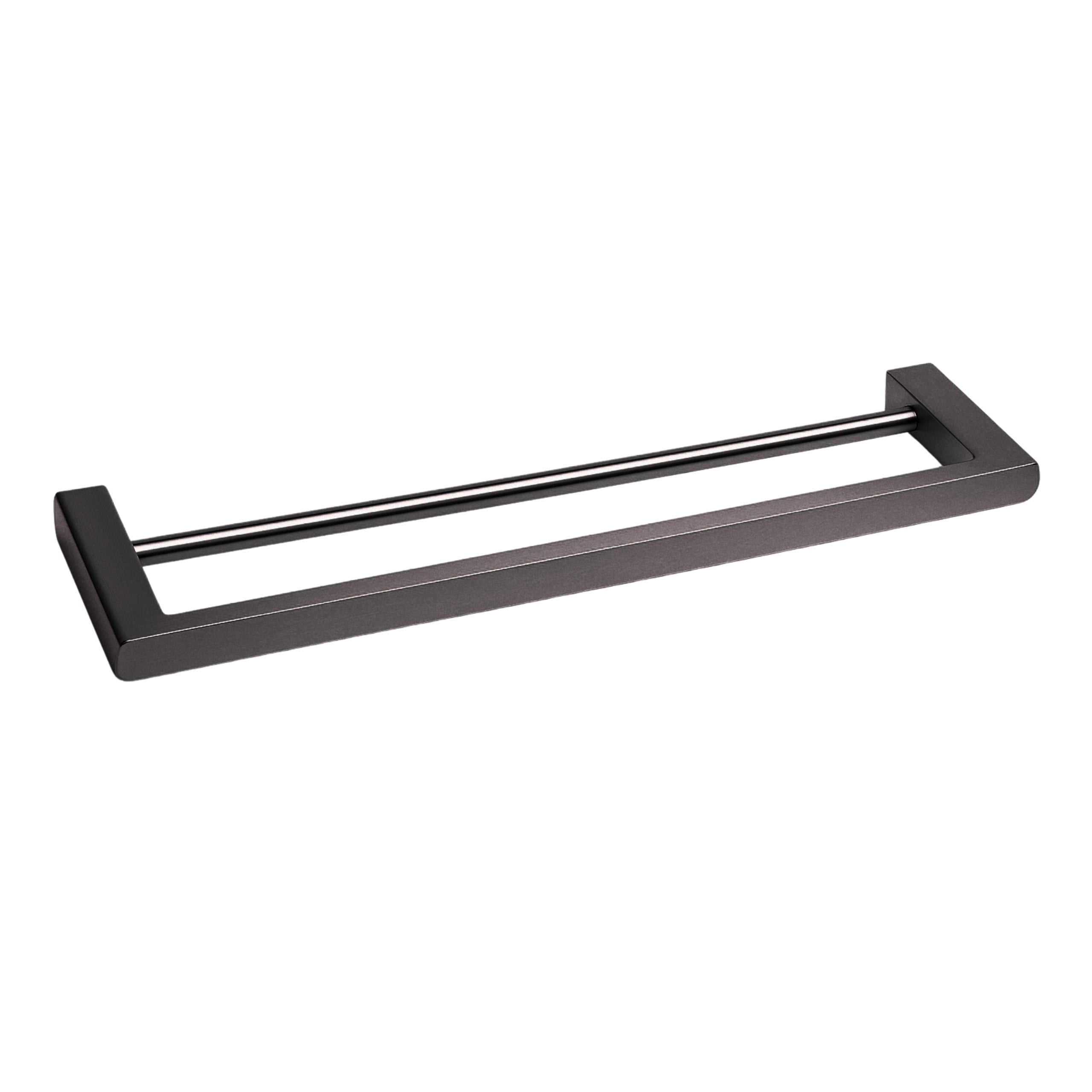 BALNEO - podwójny reling na ręczniki stal nierdzewna antracytowy Gun Metal - uchwyt na ręczniki 60 cm QARX nierdzewny - drążek łazienkowy