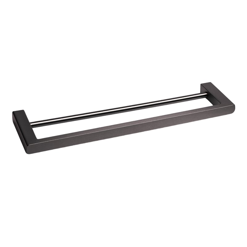 BALNEO - podwójny reling na ręczniki stal nierdzewna antracytowy Gun Metal - uchwyt na ręczniki 60 cm QARX nierdzewny - drążek łazienkowy