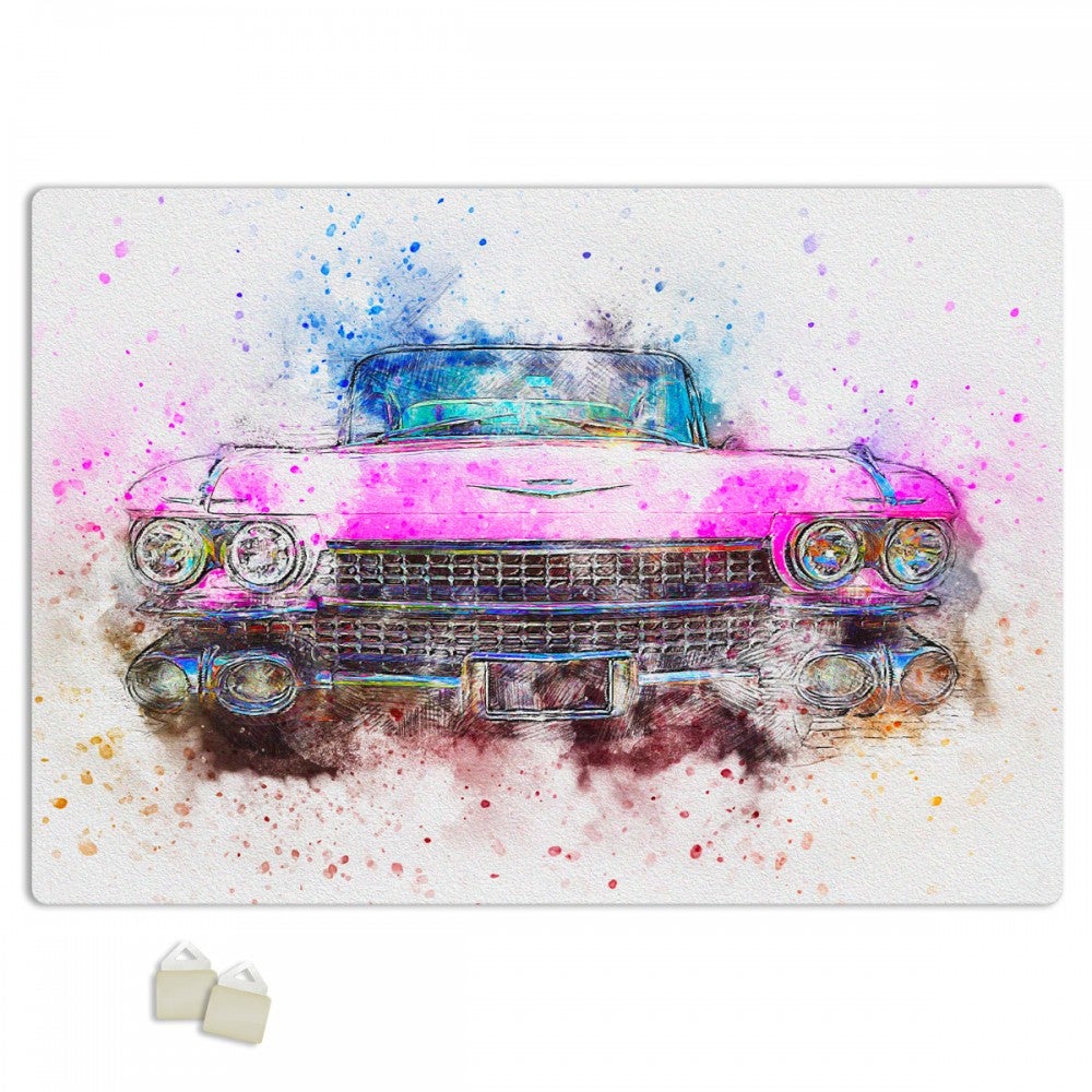 RÓŻOWY CADILLAC - PLAKAT Forex z ekspandowanego PVC o grubości 3 mm - 100x70 cm