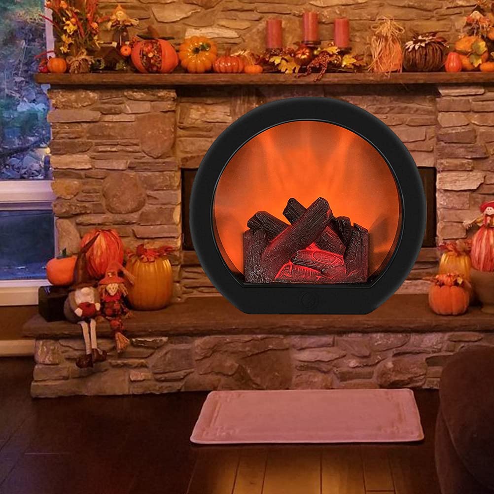 Cheminée de bureau, cheminée électrique sans flamme, lanterne de cheminée LED réaliste, brûleur à bûches électrique de table alimenté par USB - 4