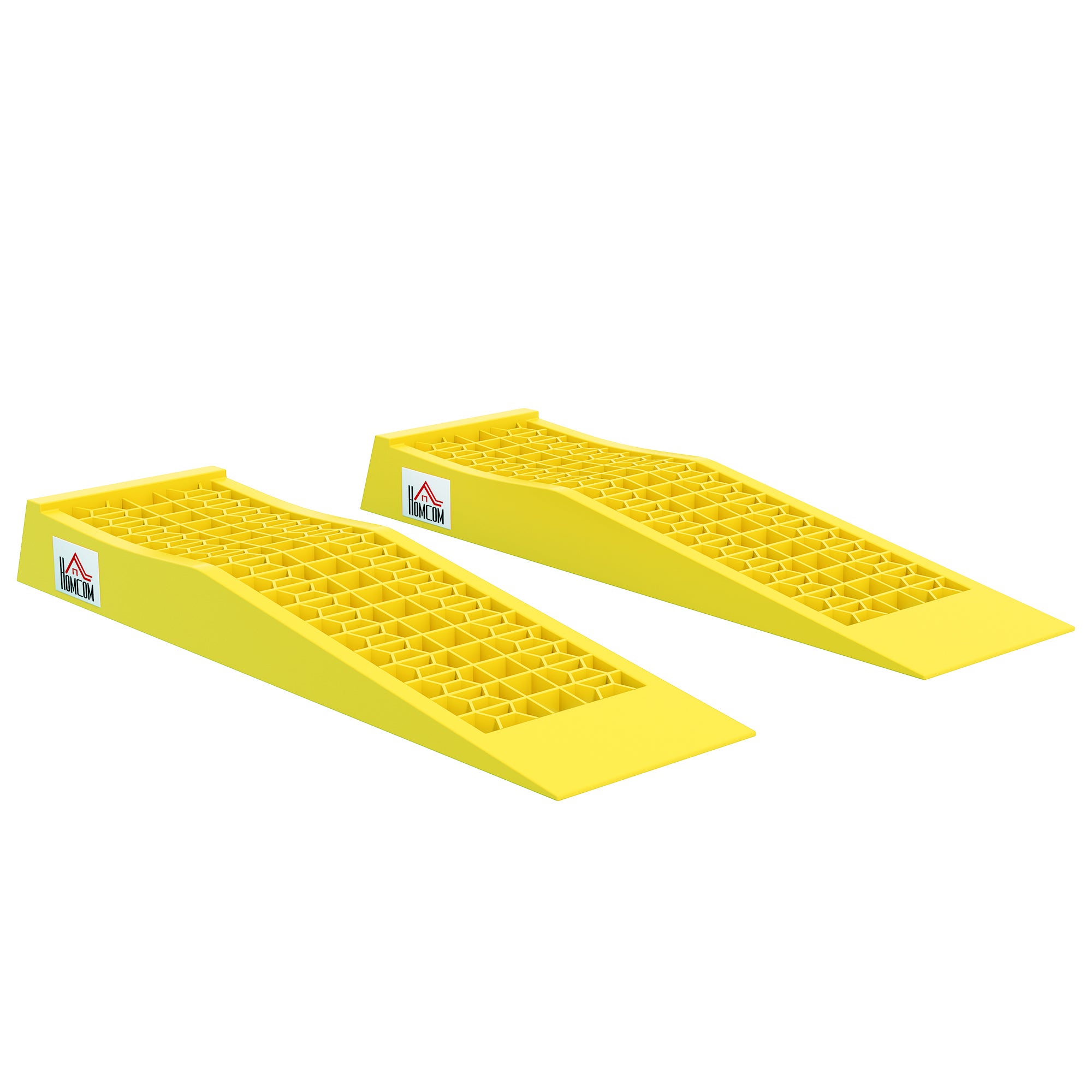 Juego 2 rampas carga coche/furgón, 70x19,5x7,8 cm, pp, amarillo