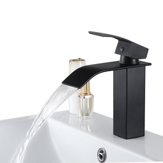 Cecipa max NOIR Robinet de Lavabo en Cascade Mitigeur en Laiton pour Salle de Bain Design Moderne,EU Modèle