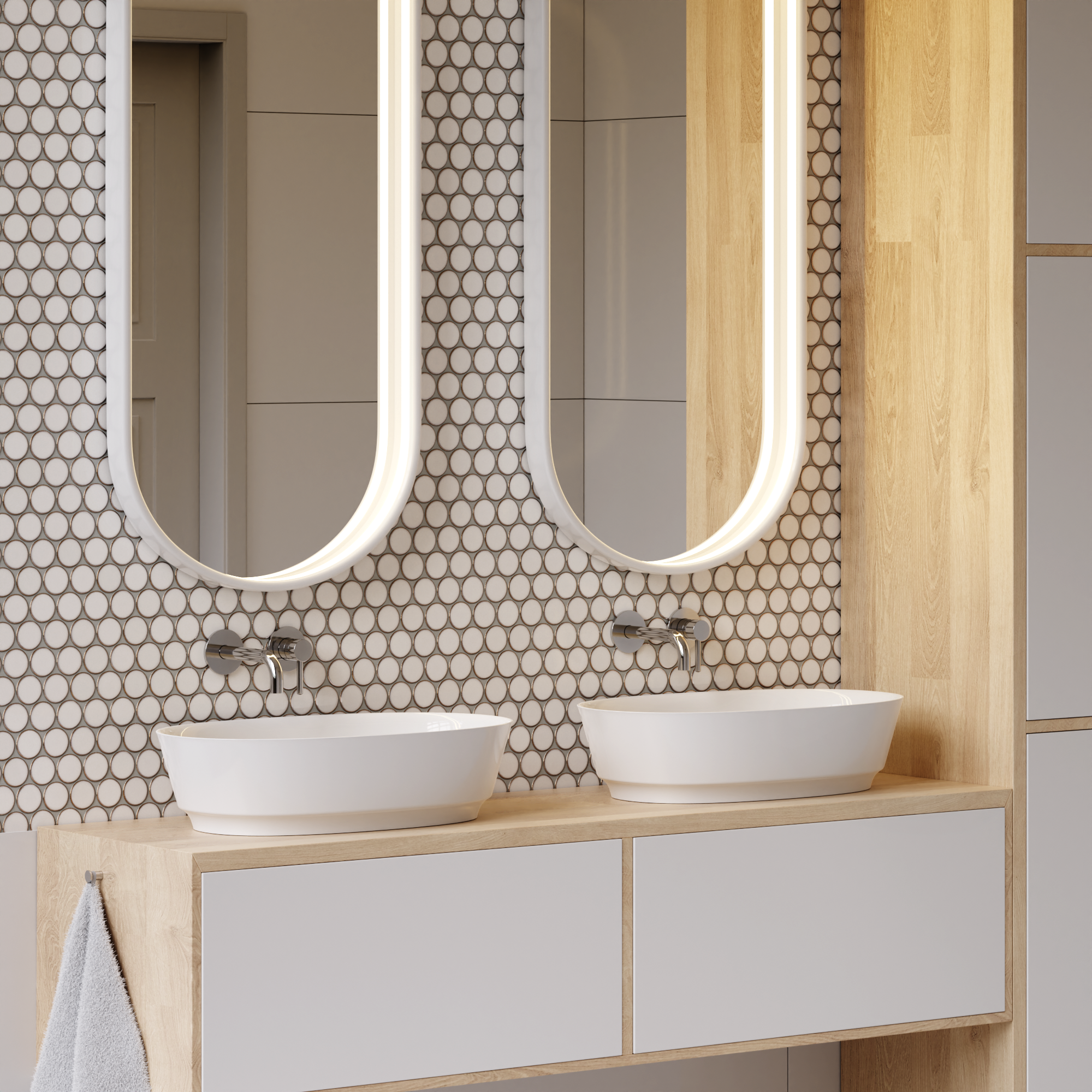 Mosaïque grillagée pour salle de bain et cuisine en céramique WHITE DOTS - 3