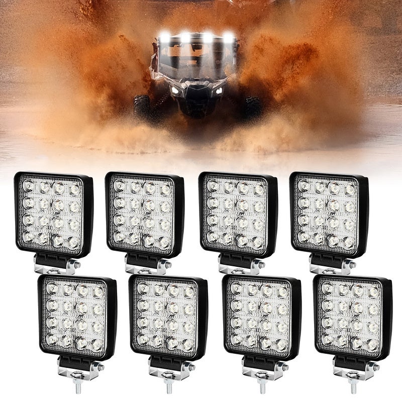4 uds 48w luz led de trabajo cuadrada 24v dc 12v quad camión tractor todoterreno impermeable