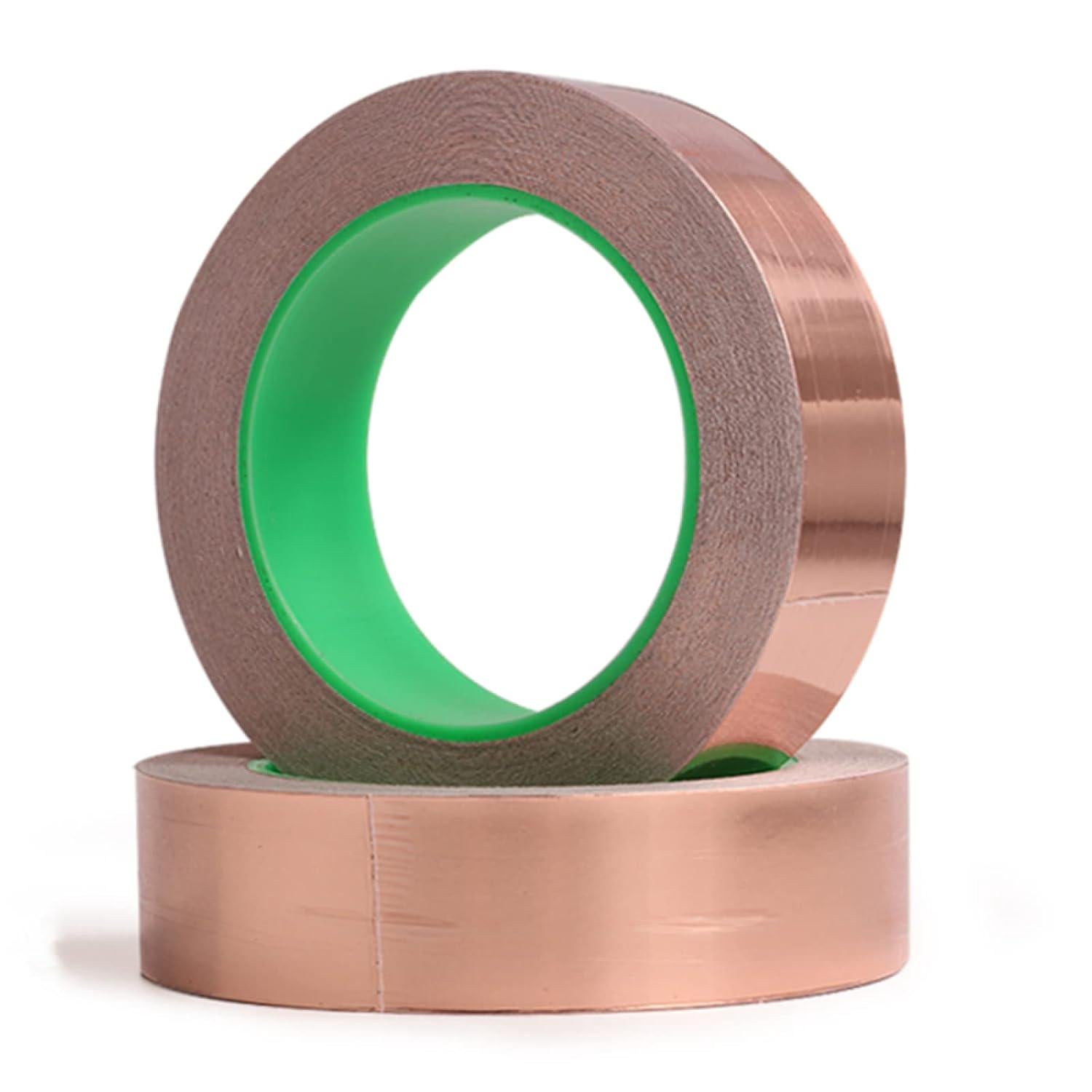 Dwustronna taśma przewodząca z czystej miedzi, dwustronna taśma przewodząca, taśma ekranująca, grubość 0,05 mm x szerokość 8 mm x 20 metrów