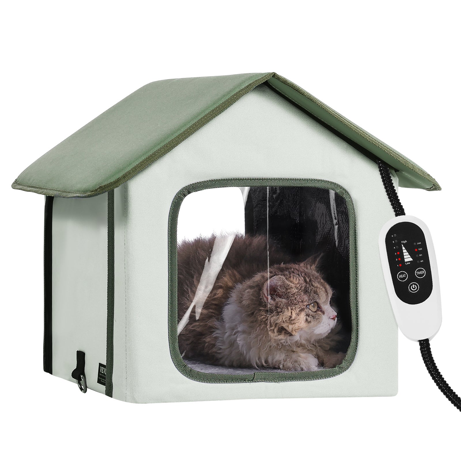 Domek dla kota Chatka dla kota w jaskini Ogrzewana 35x34x40cm Zielony (S) VEVOR