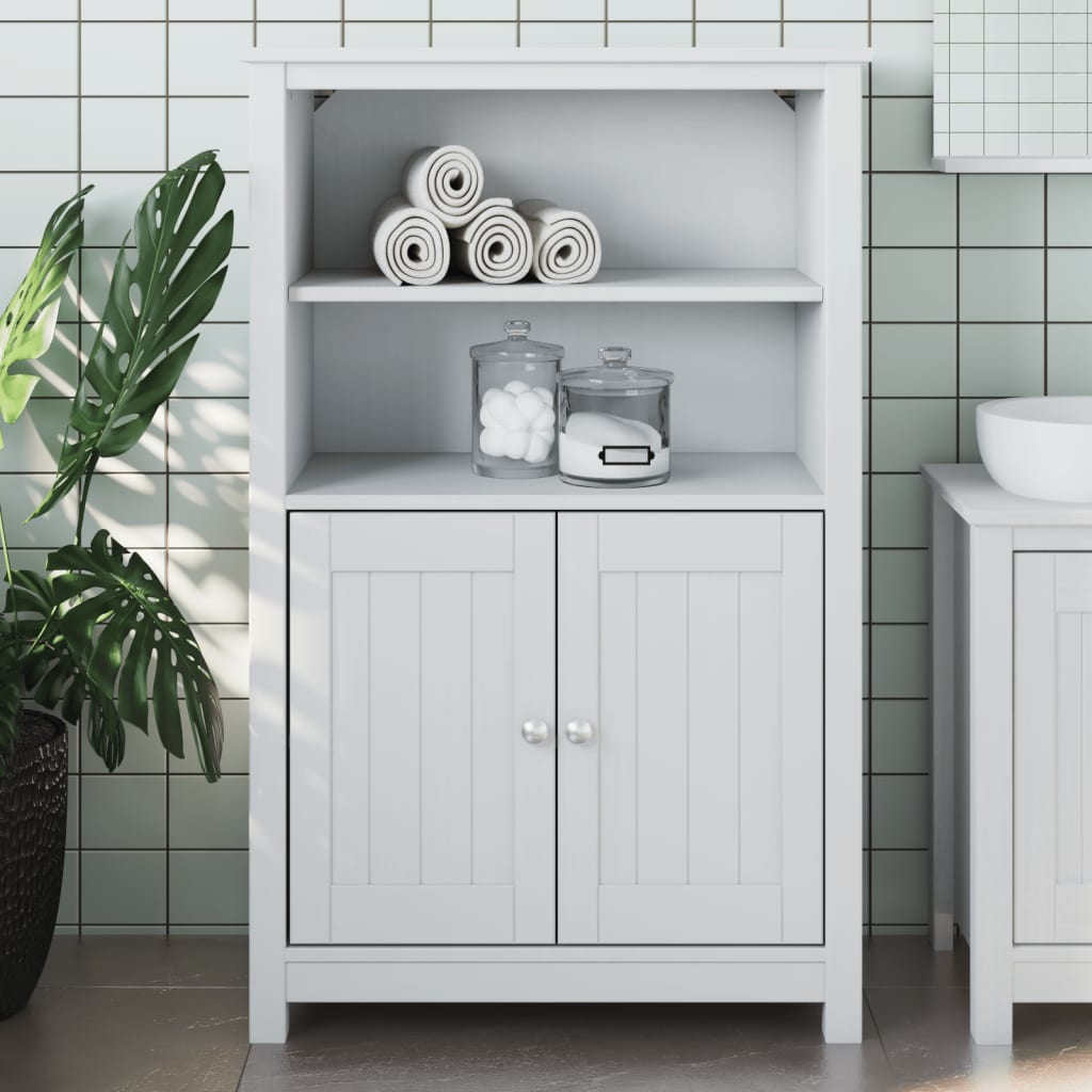 Berg mueble de baño pino macizo blanco 69,5x34x110 cm