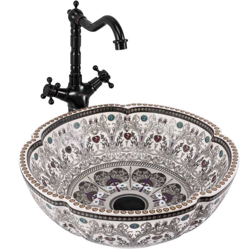 Umywalka Nablatowa Rea Asanti Biały Brązowy 42,5 X 42,5