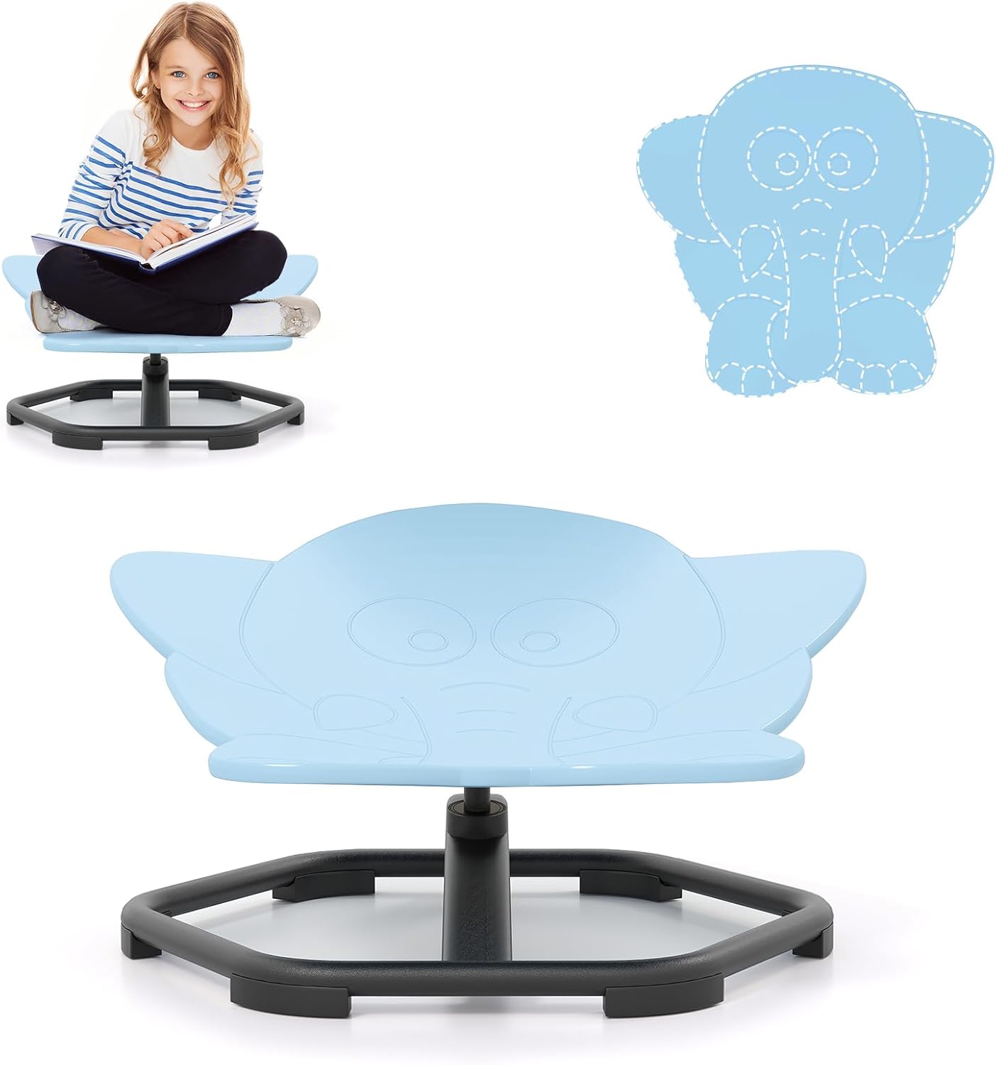 Karuzela, Obrotowe Krzesło, Krzesło Sensoryczne, Tor Motoryczny, Rozwijające Koordynację Ruchową, dla Dzieci Powyżej 3 Lat (Niebieski Płatek)