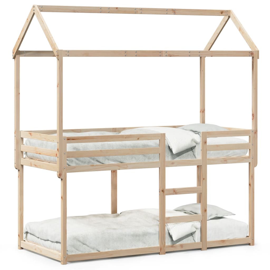 Lit superposé avec toit 90x190 cm bois massif de pin - 2