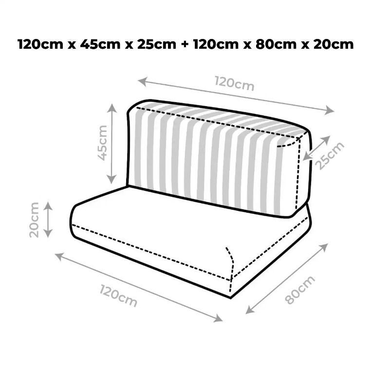 Cojín para Palets Toldotex Crudo Set: Asiento 120x80x20 (liso) + Respaldo 120x45x25 (rayado) - 4