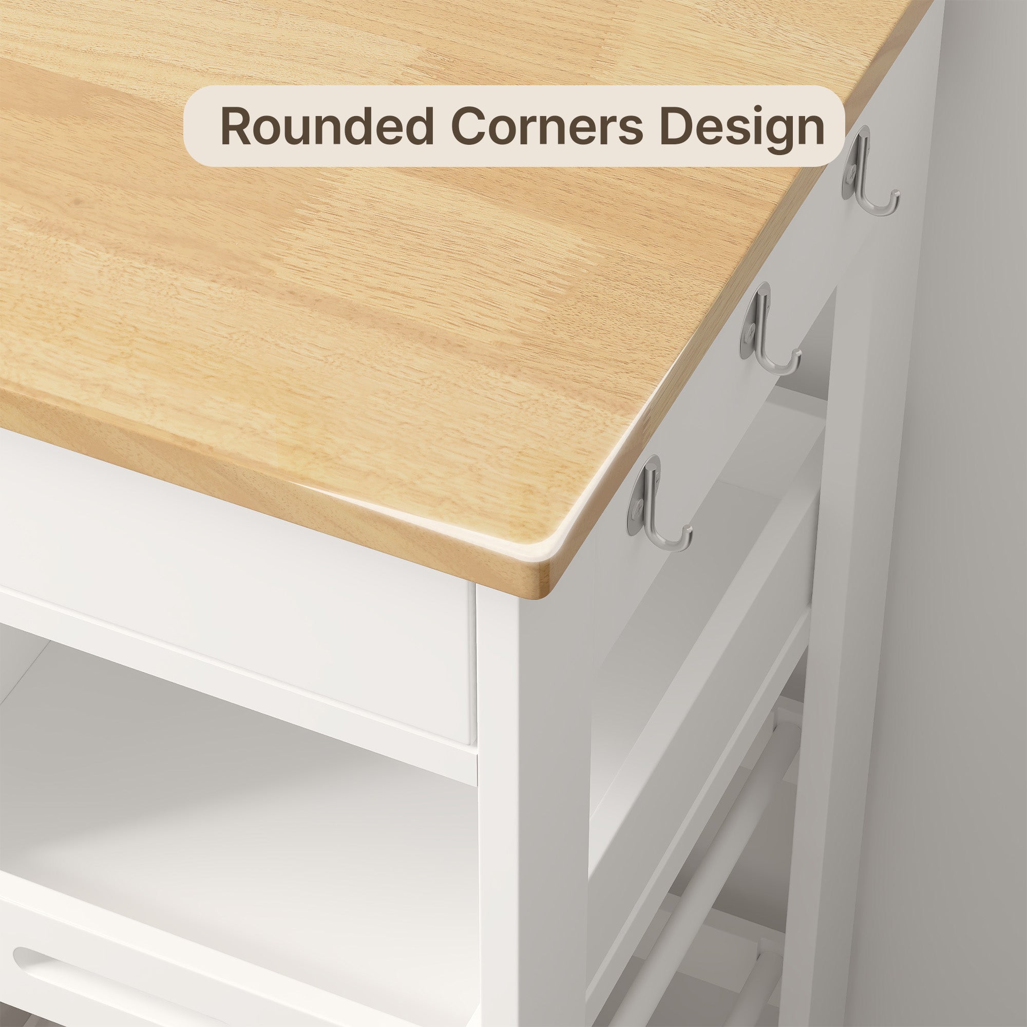 Desserte de cuisine mobile sur roulettes blanc - Chariot avec range-bouteilles, tiroir et plan de travail en bois MDF - 64x40x91cm - 8