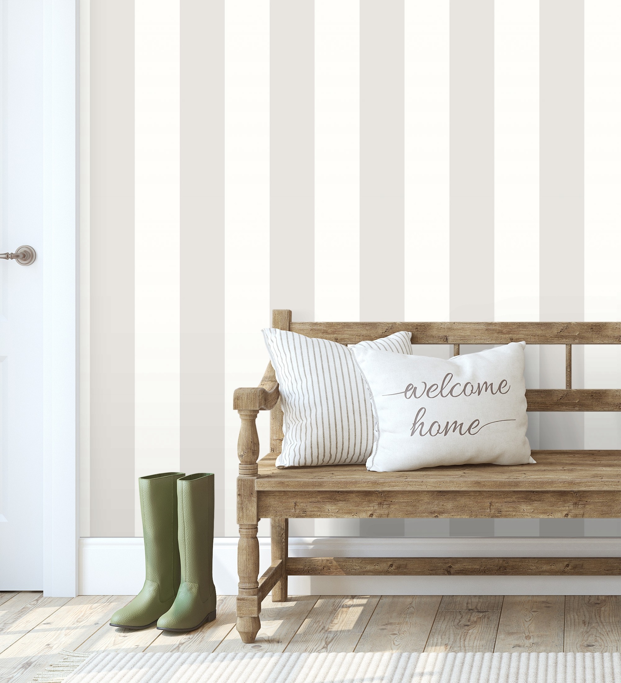 Papel pintado vinílico lavable de rayas anchas grises y blancas con textura en relieve - raya devon vinyl 680241 de gaulan - rollo de 10 m x 0,53 m