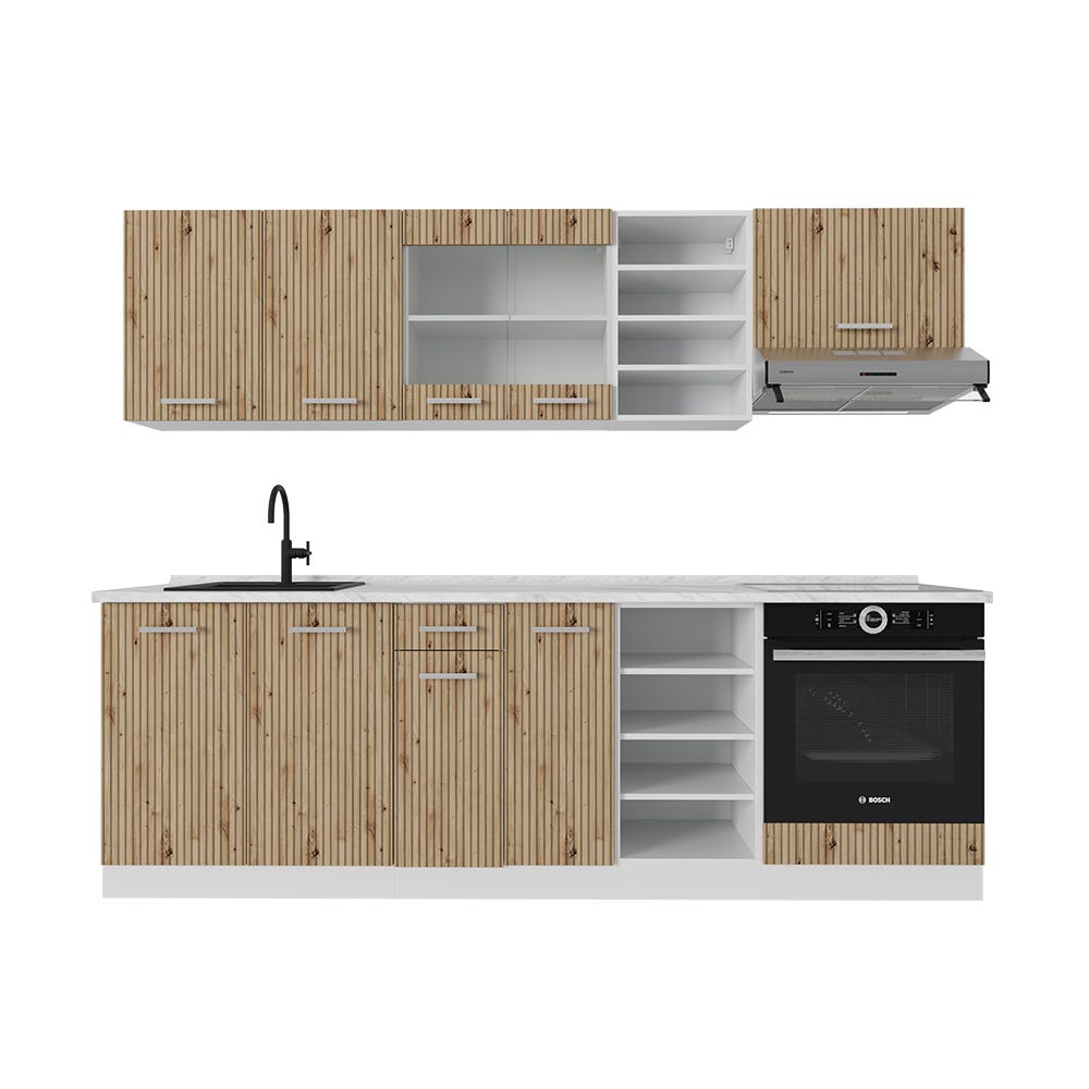 Cuisine R-Line, 240 cm , PT Chêne, Artisan chêne/blanc, Vicco Cuisine R-Line, 240 cm , PT Chêne, Artisan chêne/blanc, Vicco