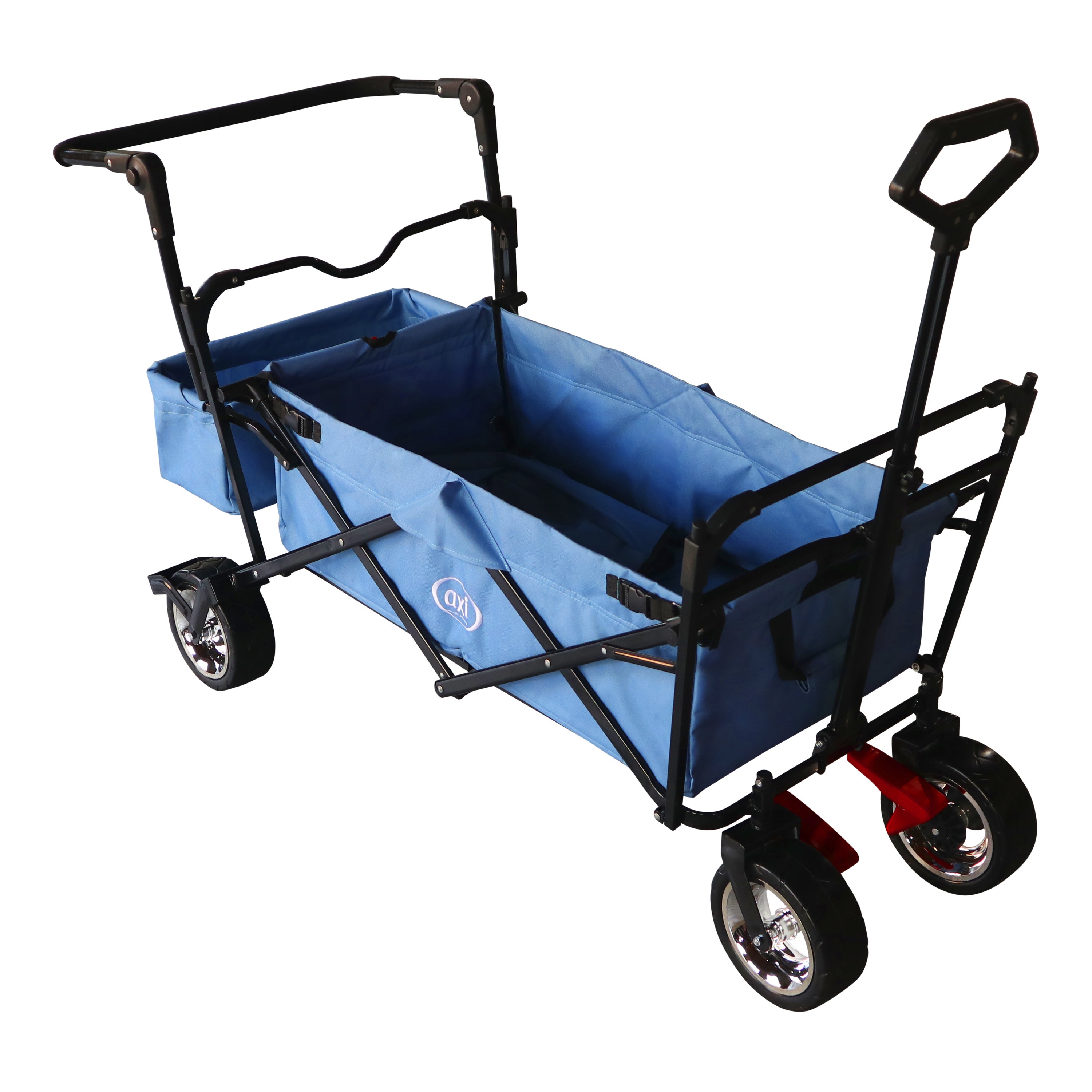 AXI AB210 Chariot pliable avec toit, sac, frein et barre de poussée Gris | Chariot pliable / charrette de jardin - 5