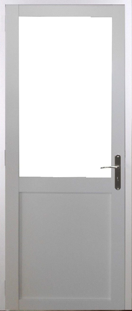 Porte Coulissante Atelier Blanc H204 X L73 Cm, Rail Alu Bandeau Noir, Coquilles Gd Menuiseries