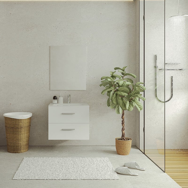 Szafka łazienkowa wisząca z umywalką - Biały - 60 cm - KAYLA