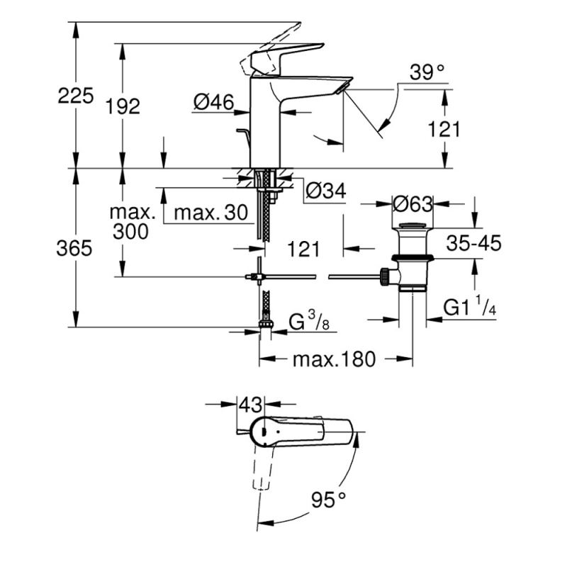 Miscelatore monocomando per lavabo GROHE Quickfix Start 2021 con scarico a scomparsa misura M - 5