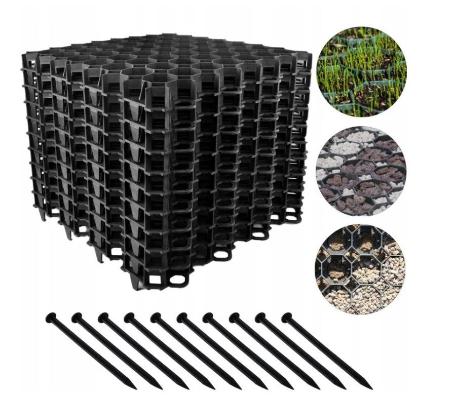 Kratka trawnikowa parkingowa podjazd 50x50 cm 10 szt. CZARNA